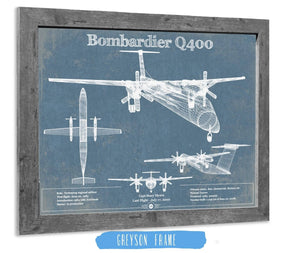 14" x 11" / Greyson Frame Cutler West Bombardier Dash 8 - Q400 Vintage Aviation Blueprint Print
