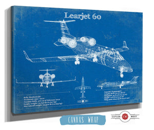 Cutler West Bombardier Learjet 60 Vintage Blueprint Airplane Print