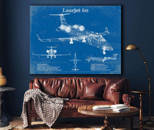 Cutler West Bombardier Learjet 60 Vintage Blueprint Airplane Print