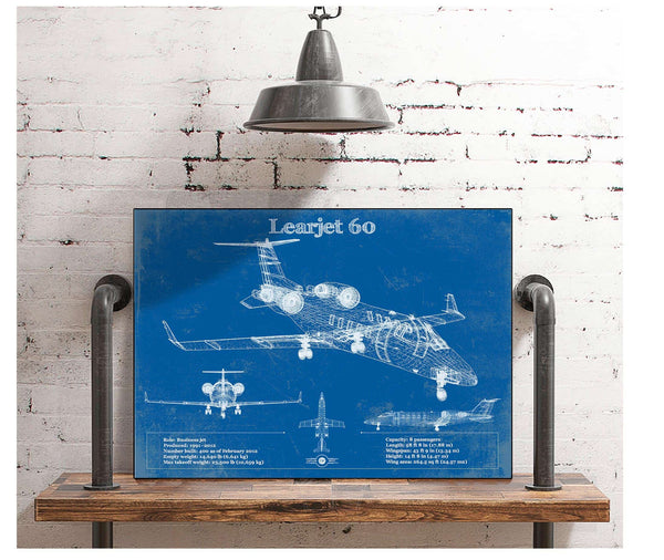 Cutler West Bombardier Learjet 60 Vintage Blueprint Airplane Print