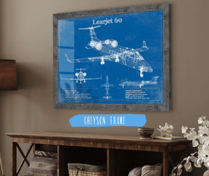 14" x 11" / Greyson Frame Cutler West Bombardier Learjet 60 Vintage Blueprint Airplane Print