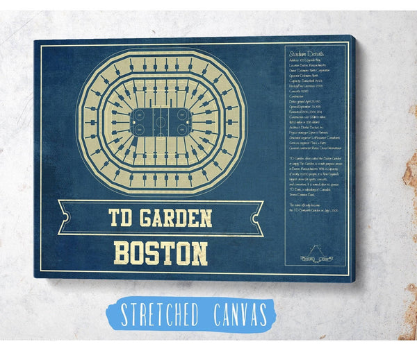 Cutler West Boston Bruins - TD Garden Vintage Hockey Blueprint NHL Print