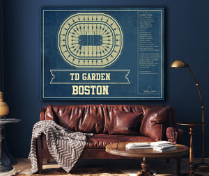 Cutler West Boston Bruins - TD Garden Vintage Hockey Blueprint NHL Print