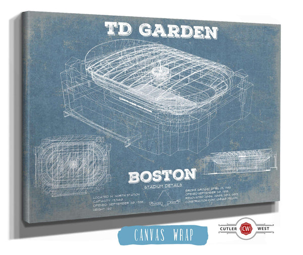 Cutler West Boston Bruins - TD Garden Vintage Hockey Blueprint NHL Print