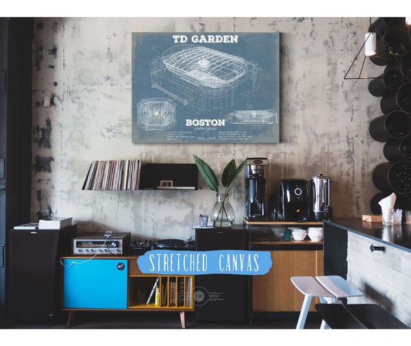 Cutler West Boston Bruins - TD Garden Vintage Hockey Blueprint NHL Print