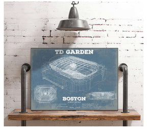 Cutler West Boston Bruins - TD Garden Vintage Hockey Blueprint NHL Print