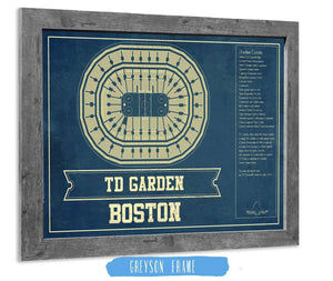 14" x 11" / Greyson Frame Cutler West Boston Bruins - TD Garden Vintage Hockey Blueprint NHL Print