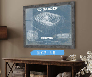 14" x 11" / Greyson Frame Cutler West Boston Bruins - TD Garden Vintage Hockey Blueprint NHL Print