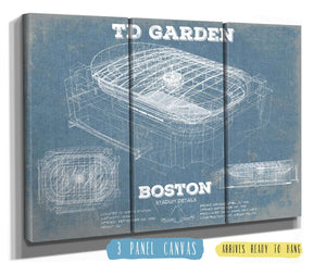 36" x 24" / 3 Panel Canvas Wrap Cutler West Boston Bruins - TD Garden Vintage Hockey Blueprint NHL Print