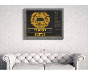 Cutler West Boston Bruins Team Colors - TD Garden Vintage Hockey Blueprint NHL Print