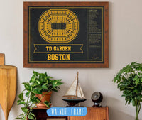 Cutler West 14" x 11" / Walnut Frame Boston Bruins Team Colors - TD Garden Vintage Hockey Blueprint NHL Print 933350184-14"-x-11"78546