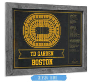 Cutler West 14" x 11" / Greyson Frame Boston Bruins Team Colors - TD Garden Vintage Hockey Blueprint NHL Print 933350184_78550