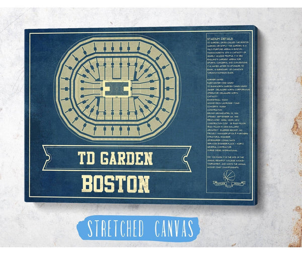 Cutler West Boston Celtics - TD Garden Vintage Basketball Blueprint NBA Print