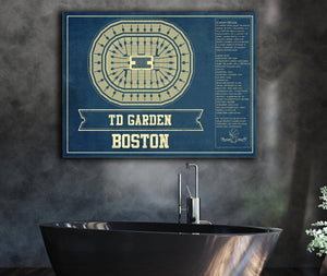 Cutler West Boston Celtics - TD Garden Vintage Basketball Blueprint NBA Print