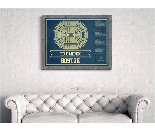 Cutler West Boston Celtics - TD Garden Vintage Basketball Blueprint NBA Print