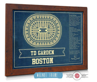Cutler West Basketball Collection 14" x 11" / Walnut Frame Boston Celtics - TD Garden Vintage Basketball Blueprint NBA Print 660986338_75840