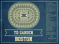 Cutler West Basketball Collection 14" x 11" / Unframed Boston Celtics - TD Garden Vintage Basketball Blueprint NBA Print 660986338_75837