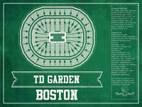 Cutler West Basketball Collection 14" x 11" / Unframed Boston Celtics - TD Garden Vintage Basketball Blueprint NBA Print 660986338-TEAM_75771