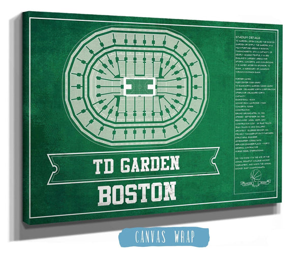 Cutler West Boston Celtics - TD Garden Vintage Basketball Blueprint NBA Team Print