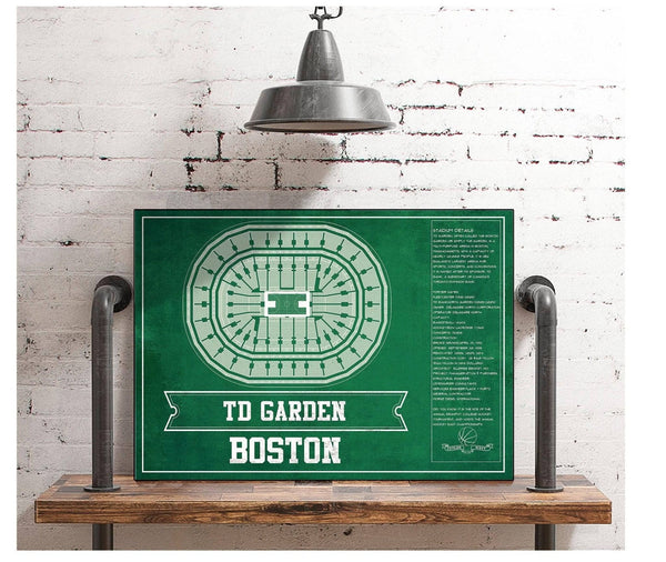 Cutler West Boston Celtics - TD Garden Vintage Basketball Blueprint NBA Team Print