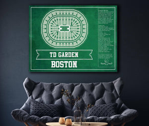 Cutler West Boston Celtics - TD Garden Vintage Basketball Blueprint NBA Team Print