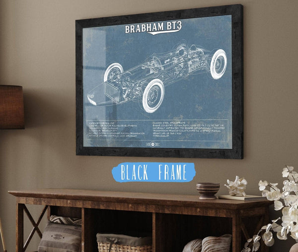 20" x 16" / Black Frame Cutler West Brabham BT3 Formula One Racing Car Vintage Auto Print