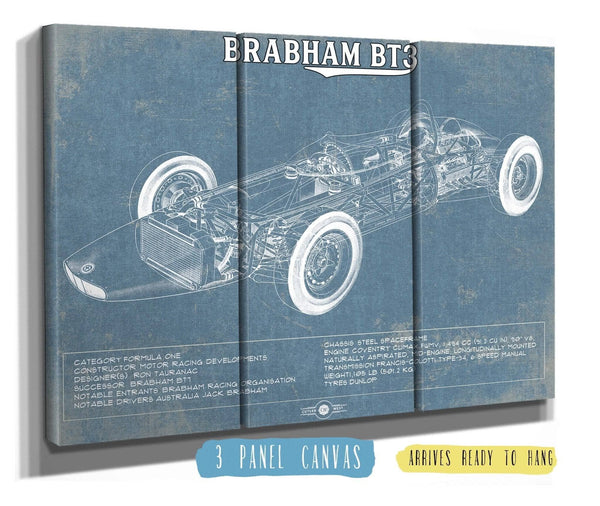36" x 24" / 3 Panel Canvas Wrap Cutler West Brabham BT3 Formula One Racing Car Vintage Auto Print