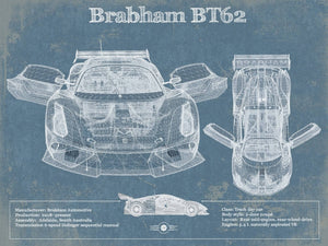 14" x 11" / Unframed Cutler West Brabham BT62 Blueprint Vintage Auto Print