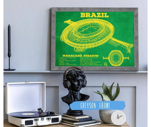 14" x 11" / Greyson Frame Cutler West Brazil National Football Team Vintage MaracanÃ£ Stadium Soccer Print