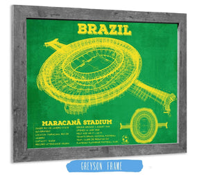 14" x 11" / Greyson Frame & Mat Cutler West Brazil National Football Team Vintage MaracanÃ£ Stadium Soccer Print