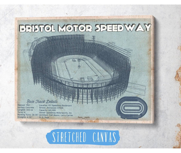 Cutler West Bristol Speedway Blueprint NASCAR Race Track Print