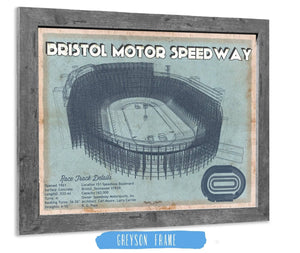 14" x 11" / Greyson Frame Cutler West Bristol Speedway Blueprint NASCAR Race Track Print