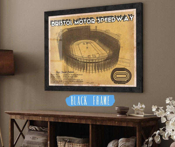 20" x 16" / Black Frame Cutler West Bristol Speedway NASCAR Race Track Print