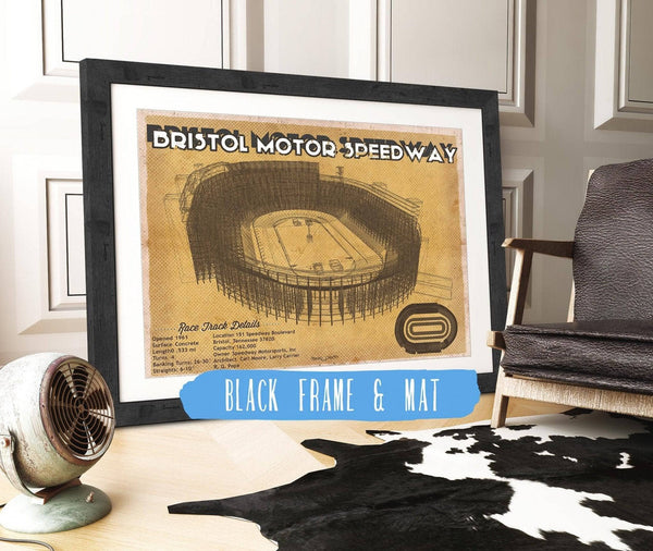 20" x 16" / Black Frame & Mat Cutler West Bristol Speedway NASCAR Race Track Print