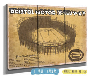 36" x 24" / 3 Panel Canvas Wrap Cutler West Bristol Speedway NASCAR Race Track Print