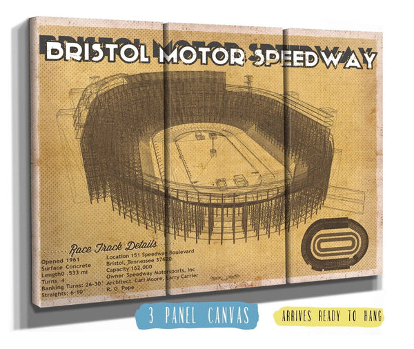36" x 24" / 3 Panel Canvas Wrap Cutler West Bristol Speedway NASCAR Race Track Print