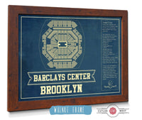 Cutler West Basketball Collection 14" x 11" / Walnut Frame Brooklyn Nets Barclays Center Vintage Basketball Blueprint NBA Print 933350158_75906