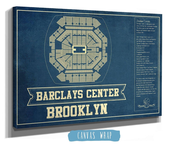 Cutler West Brooklyn Nets Barclays Center Vintage Basketball Blueprint NBA Print