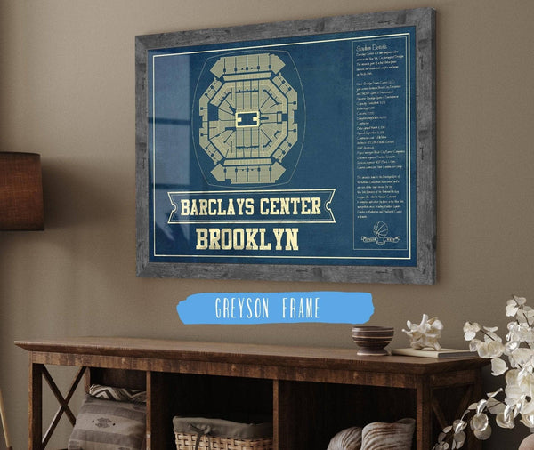 Cutler West Brooklyn Nets Barclays Center Vintage Basketball Blueprint NBA Print