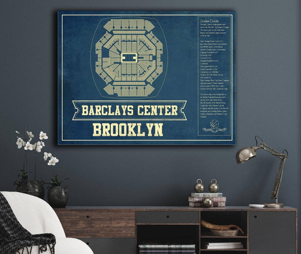 Cutler West Brooklyn Nets Barclays Center Vintage Basketball Blueprint NBA Print