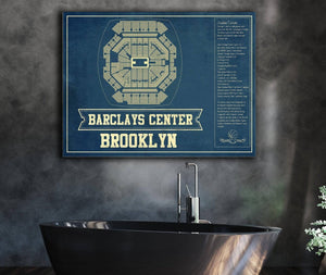 Cutler West Brooklyn Nets Barclays Center Vintage Basketball Blueprint NBA Print