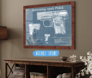 Cutler West Browning 1906 Pistol Blueprint Vintage Gun Print