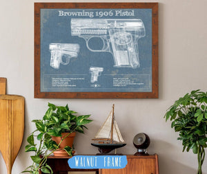 Cutler West Browning 1906 Pistol Blueprint Vintage Gun Print
