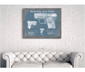 Cutler West Browning 1906 Pistol Blueprint Vintage Gun Print