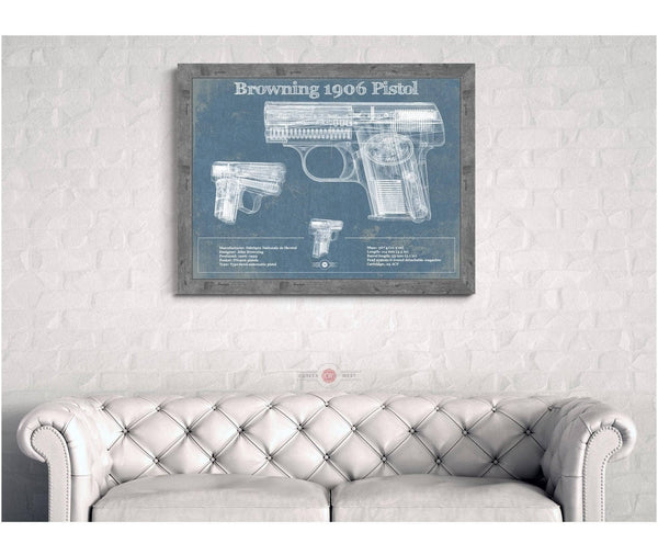 Cutler West Browning 1906 Pistol Blueprint Vintage Gun Print