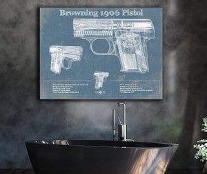 Cutler West Browning 1906 Pistol Blueprint Vintage Gun Print