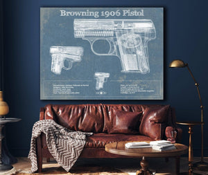 Cutler West Browning 1906 Pistol Blueprint Vintage Gun Print