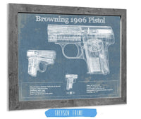 Cutler West Military Weapons Collection 14" x 11" / Greyson Frame Browning 1906 Pistol Blueprint Vintage Gun Print 878221046_46434