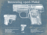 Cutler West Military Weapons Collection 14" x 11" / Unframed Browning 1906 Pistol Blueprint Vintage Gun Print 878221046_46427