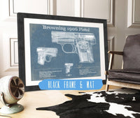 Cutler West Military Weapons Collection 14" x 11" / Black Frame & Mat Browning 1906 Pistol Blueprint Vintage Gun Print 878221046_46429